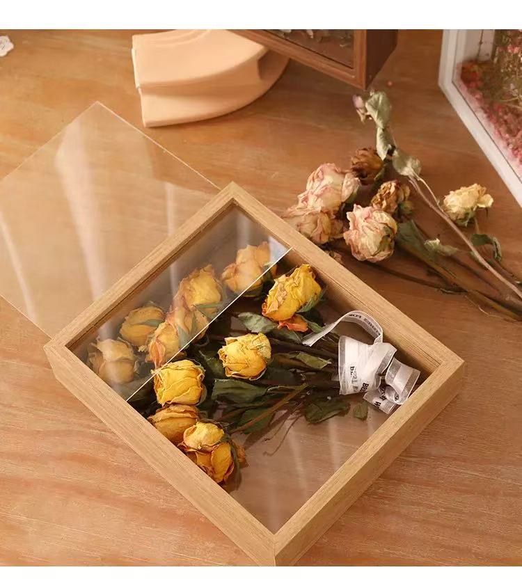 [DFC]10-inch Double-sided Transparent Hollow Dried Flower Photo Frame, Diy Preserved Flower Rose Photo Frame And Picture Frame Display Stand Valentine's Day And Thanksgiving Gifts