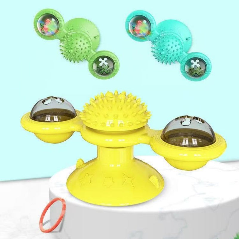 [DFC] Windmill Spin, Cat Toy Wheel, Cat Teasing, Scratching, Fur Rubbing Device, Cat Brush, Pet Supplies, Luminous Ball Turntable