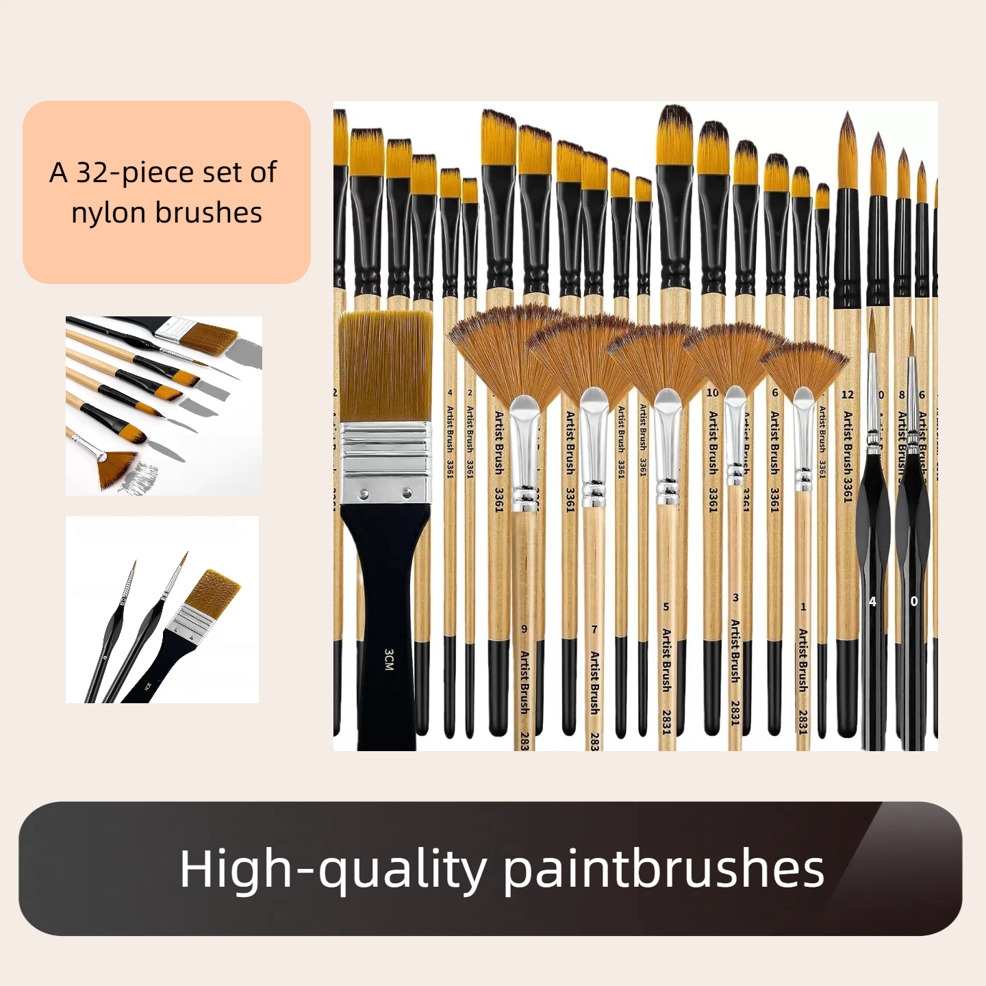 [DFC]A 32-piece Set Of Multi-functional Combination Nylon Wooden Board Brushes For Student Art Painting, Oil Painting And Outlining
