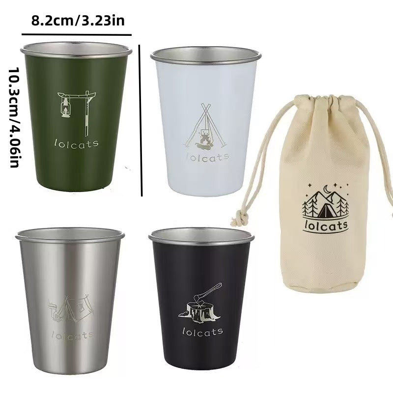 [DFC]Portable Camping Coffee Cup, Outdoor Ins Style 304 Stainless Steel Beer Mug, Picnic Barbecue Cold Drink Direct Drinking Water Cup