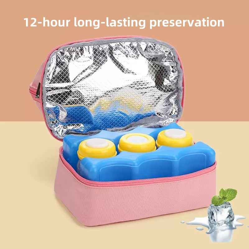 [DFC]Stylish Lightweight Mommy Diaper Bag, Dual-Layer Insulated Breast Milk Storage Cooler & Multi-Function Baby Carrier Backpack