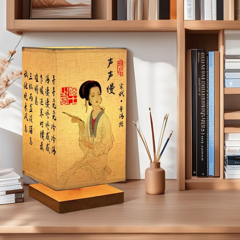 [DFC] Chinese-style Night Light, Bedside Table Lamp, Bedroom Desk Night Light, Retro And Simple Ancient-style Night Light, Adjustable Three-color Light Source Table Lamp, Outdoor Camping Lamp