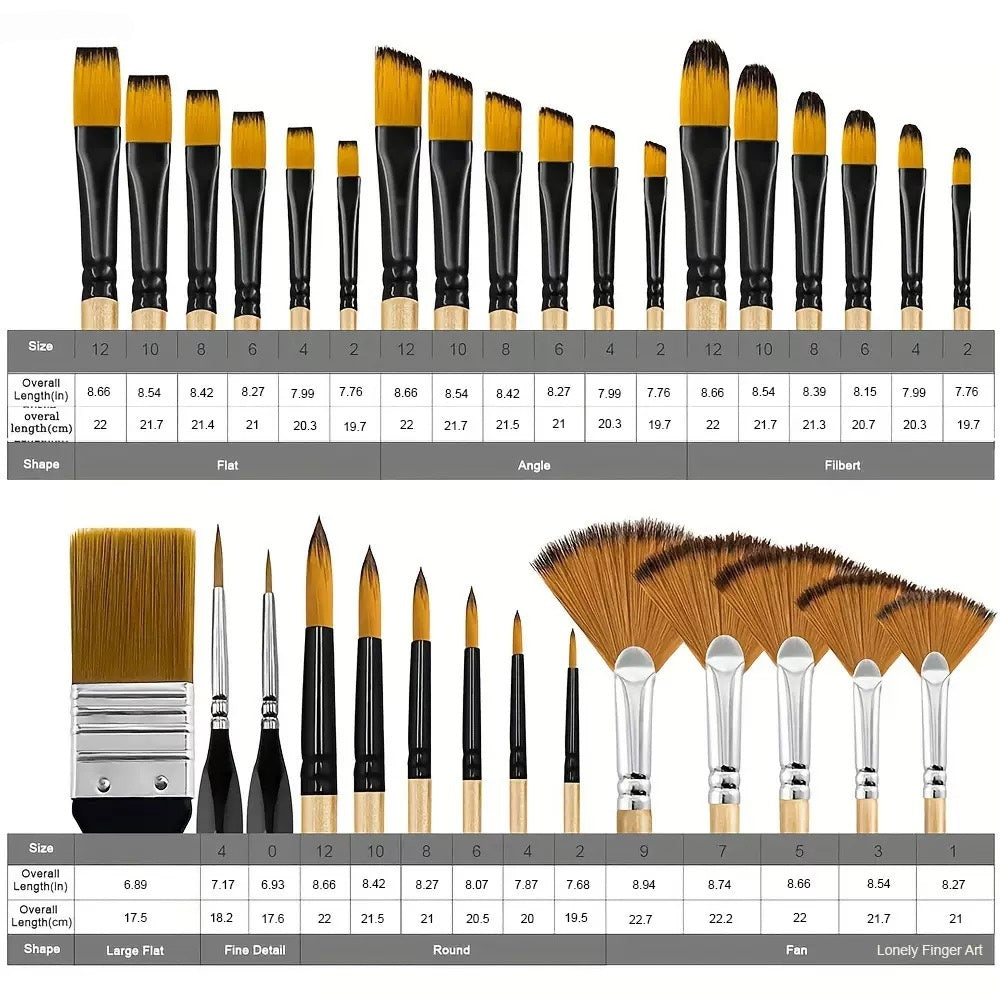 [DFC]A 32-piece Set Of Multi-functional Combination Nylon Wooden Board Brushes For Student Art Painting, Oil Painting And Outlining
