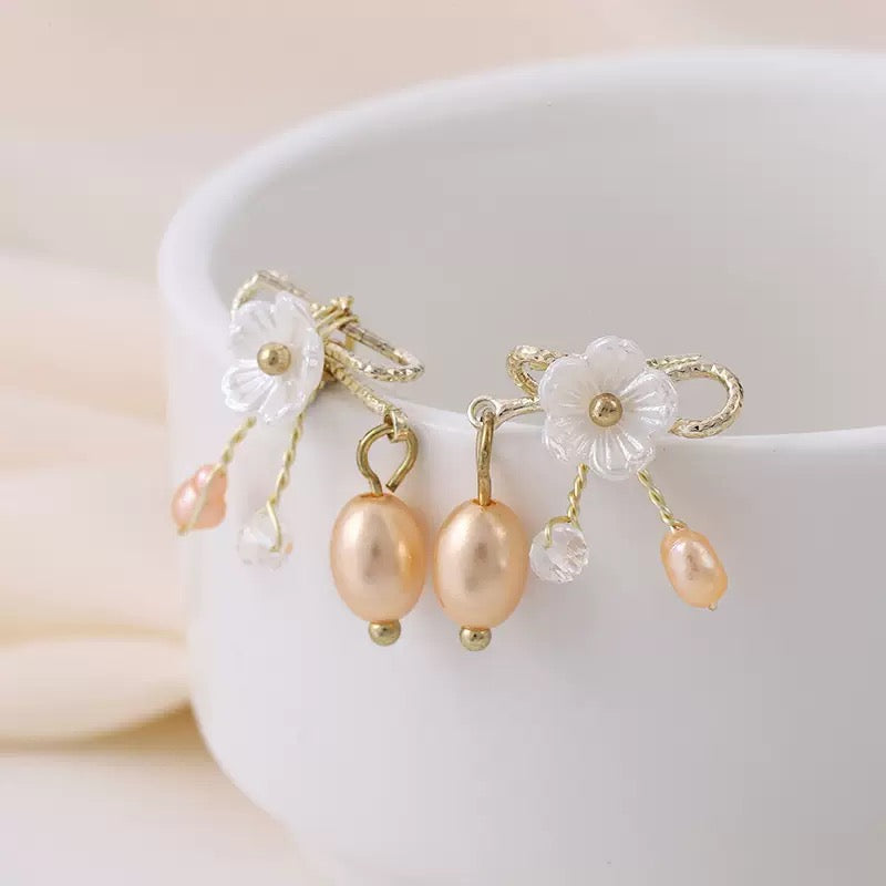 [DFC]Ancient-style Retro Lady Stud Earrings, Classical Hanfu Camellia Tassel Earrings, Chinese Trend Style, Super Ethereal Charm Earrings