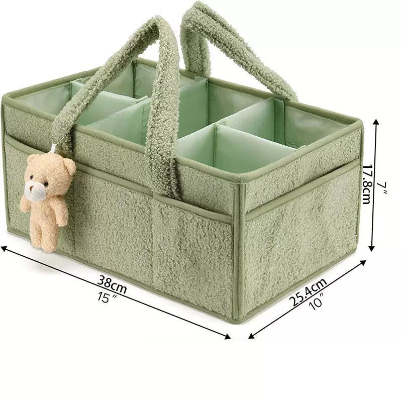 Plush baby bag, diaper storage bag, diaper pad storage bag, large capacity travel mommy bag, cute little bear mother and baby storage bag,weight 450g