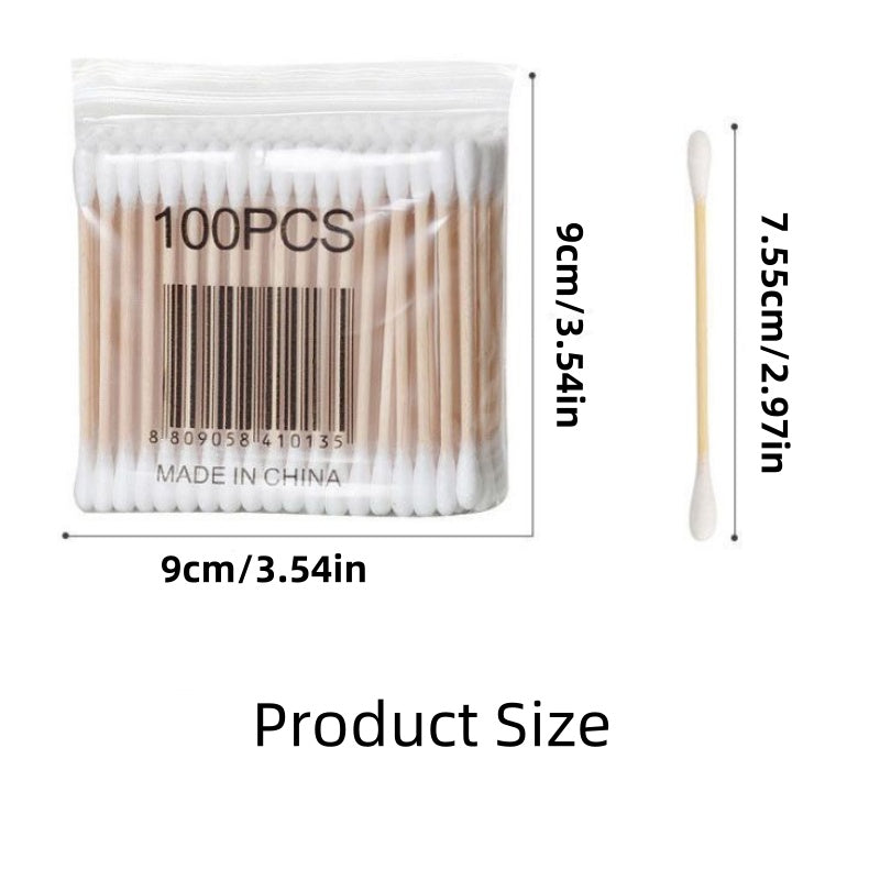 Disposable Double-headed Household Cotton Swabs For Ear Cleaning, Ear Picking, Ear Cleaning Cotton Swabs, Makeup Removal, And Special Cotton Swabs For Makeup And Beauty, , Each Package Contains 100 Pieces,Weight 26g