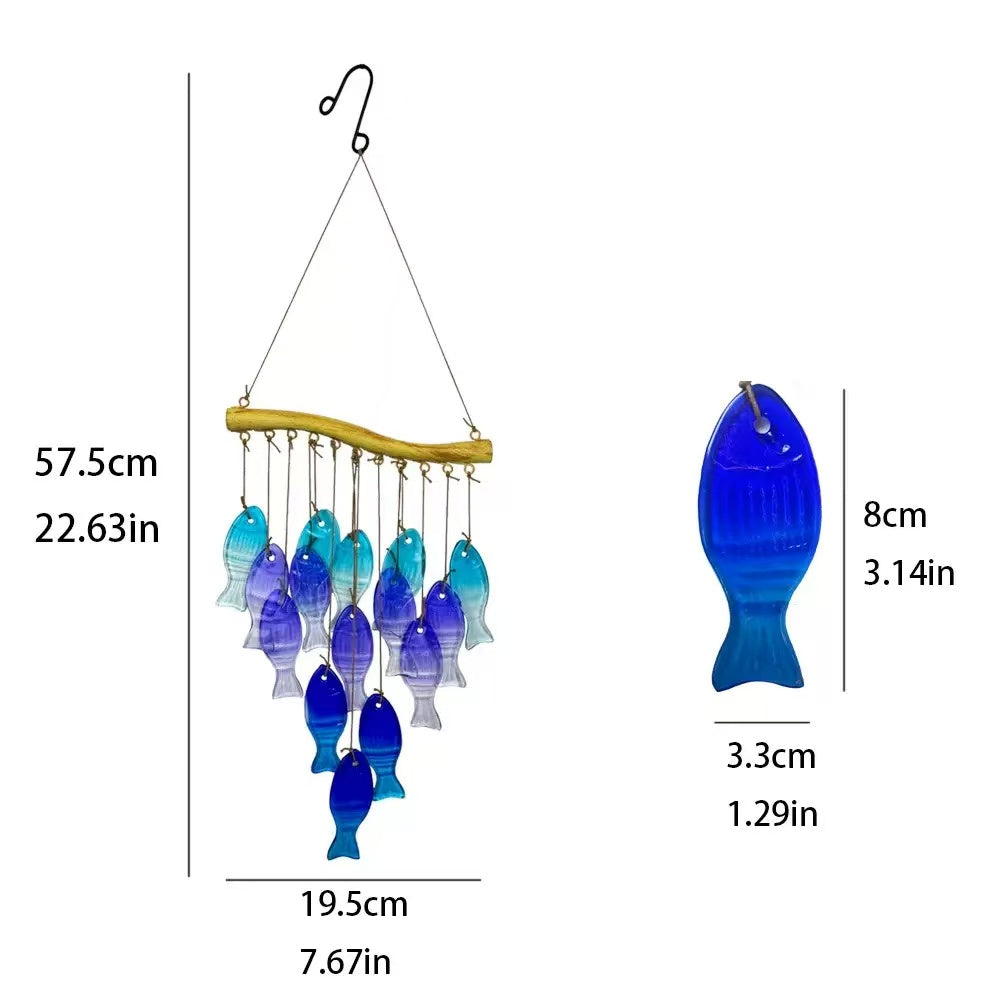 [DFC]Courtyard Wind Chimes, Hot-melt Glass, Colorful Fish, Colorful Leaves, Creative Hanging Home Decorations, Ornaments And Gifts, New Home Gift