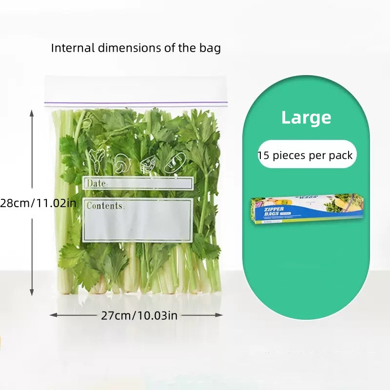 Self-sealing Bags, PE Food Bags, Vegetable And Meat Preservation Bags, Portioning Bags, Thickened Small, Medium And Large Sealed Bags, Refrigerator Storage Bags，weight155g
