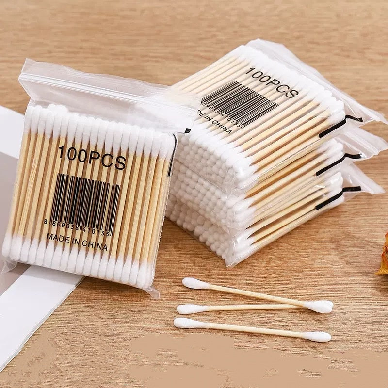 Disposable Double-headed Household Cotton Swabs For Ear Cleaning, Ear Picking, Ear Cleaning Cotton Swabs, Makeup Removal, And Special Cotton Swabs For Makeup And Beauty, , Each Package Contains 100 Pieces,Weight 26g