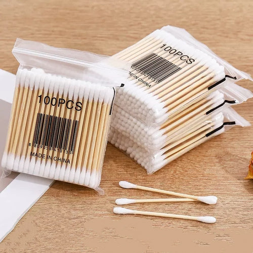 Disposable Double-headed Household Cotton Swabs For Ear Cleaning, Ear Picking, Ear Cleaning Cotton Swabs, Makeup Removal, And Special Cotton Swabs For Makeup And Beauty, , Each Package Contains 100 Pieces,Weight 26g