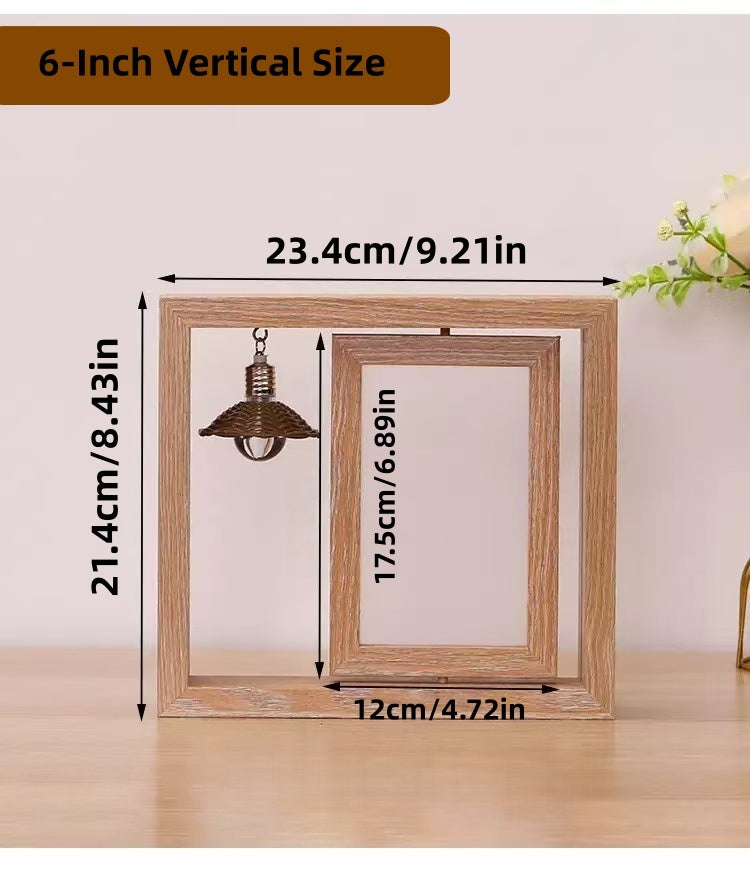 [DFC]6-inch And 7-inch Double-sided Rotating Photo Album Wooden Photo Frame, Personalized Couple Gift, Commemorative Wooden Photo Frame, It Can Be Used Both Horizontally And Vertically