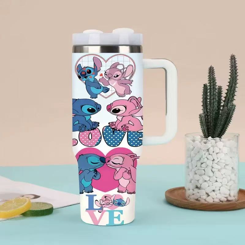 [DFC]40oz Handle Cup With Bag For Storage, Water Cup With Straw, Large-capacity Car Cup, Stainless Steel Insulated Cup, Water Cup