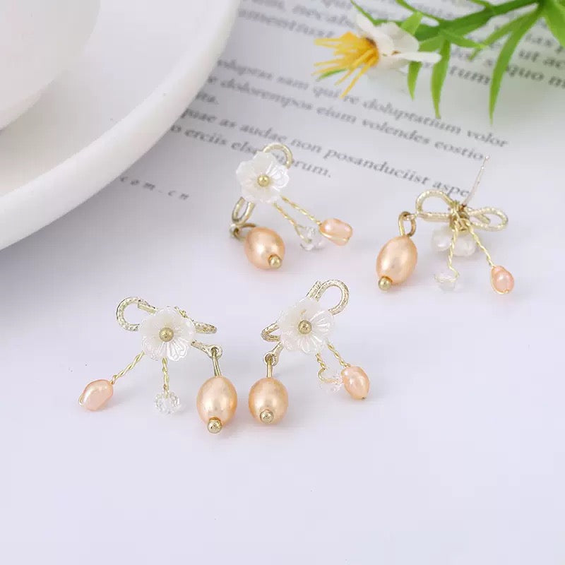[DFC]Ancient-style Retro Lady Stud Earrings, Classical Hanfu Camellia Tassel Earrings, Chinese Trend Style, Super Ethereal Charm Earrings