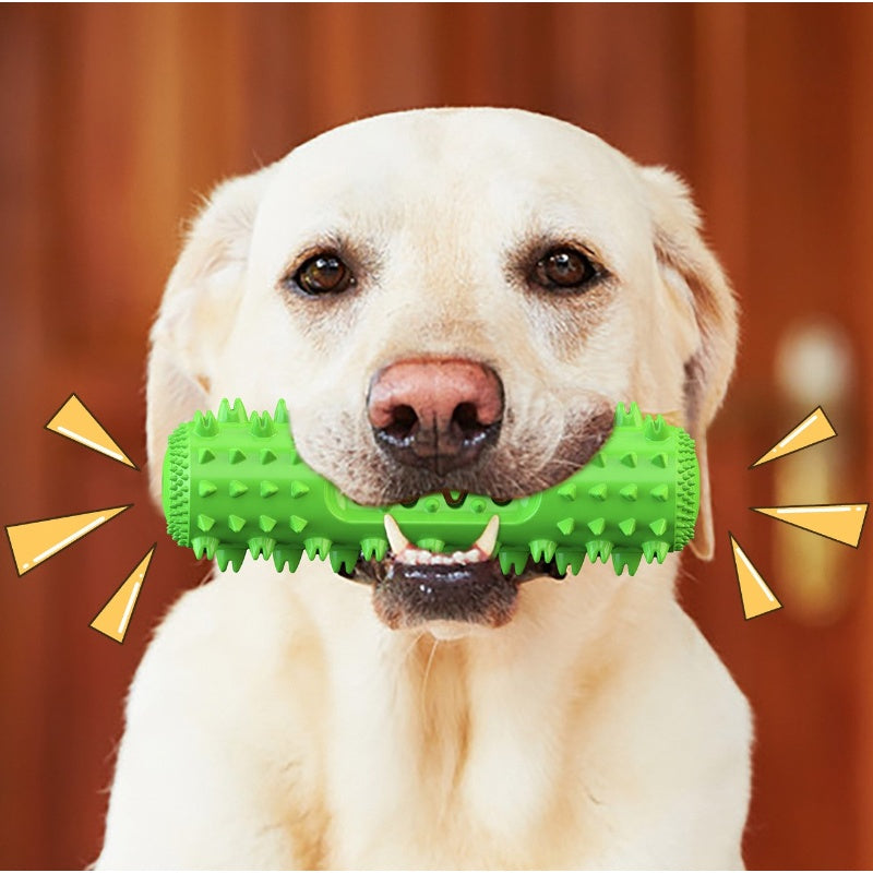 [DFC] Squeaky Dog Chew Toy Teeth Cleaning Ridged Design Treat Dispenser Indestructible Dental Health for Aggressive Chewers
