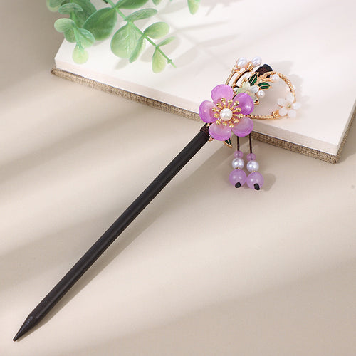 [DFC] Ancient-style Hairpins, Tassels, Wooden Hairpins, Imitation Ebony Headwear, Updo Hair,Valentine's Day And Halloween Gifts