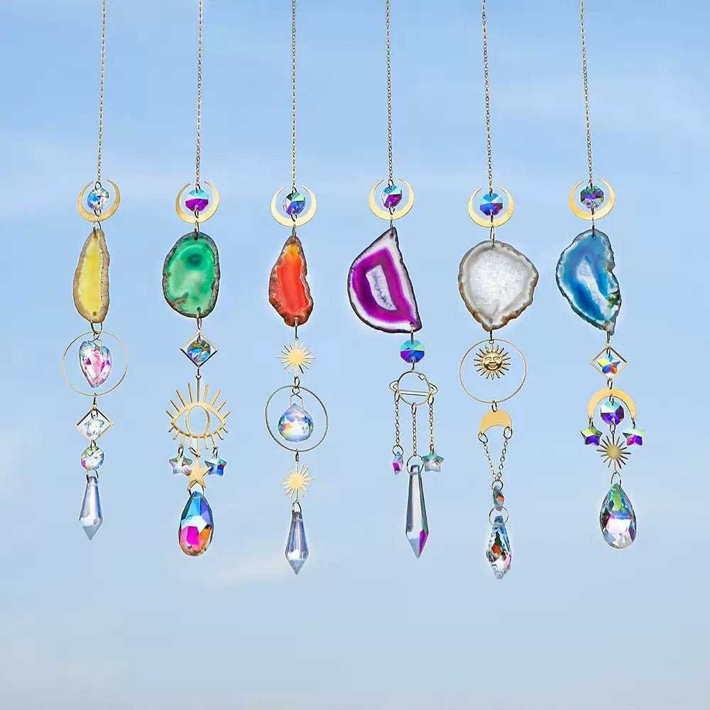[DFC]Crystal Sun Catcher Window Car Pendant, Natural Stone Crystal Wind Chime, Interior Decoration Pendant