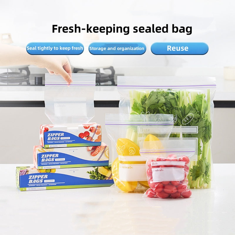 Self-sealing Bags, PE Food Bags, Vegetable And Meat Preservation Bags, Portioning Bags, Thickened Small, Medium And Large Sealed Bags, Refrigerator Storage Bags，weight155g