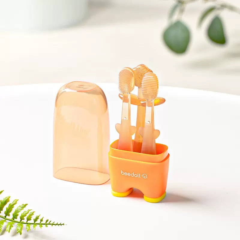 [DFC]Baby Toothbrush For 0-2 year Old Babies - Tongue Coating Cleaner For Infants. Silicone For Infants. Baby Toothbrush With Soft Bristles For Gum Protection