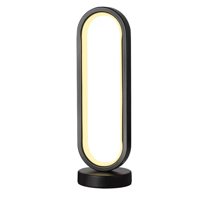 [DFC]Oval Desk Lamp, USB Plug,Study And Bedroom Learning Atmosphere LED Night Light, Three-color Adjustable White And Black Desk Lamp