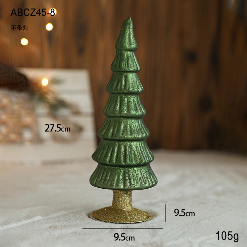 Christmas Lighted Tree & Lighthouse Ornament - Retro Star Sequins Wishing Tree, Desktop Atmosphere Maker