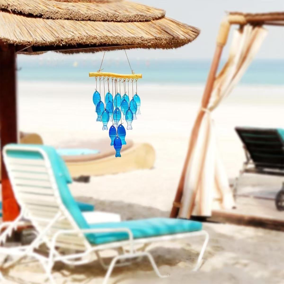 [DFC]Courtyard Wind Chimes, Hot-melt Glass, Colorful Fish, Colorful Leaves, Creative Hanging Home Decorations, Ornaments And Gifts, New Home Gift