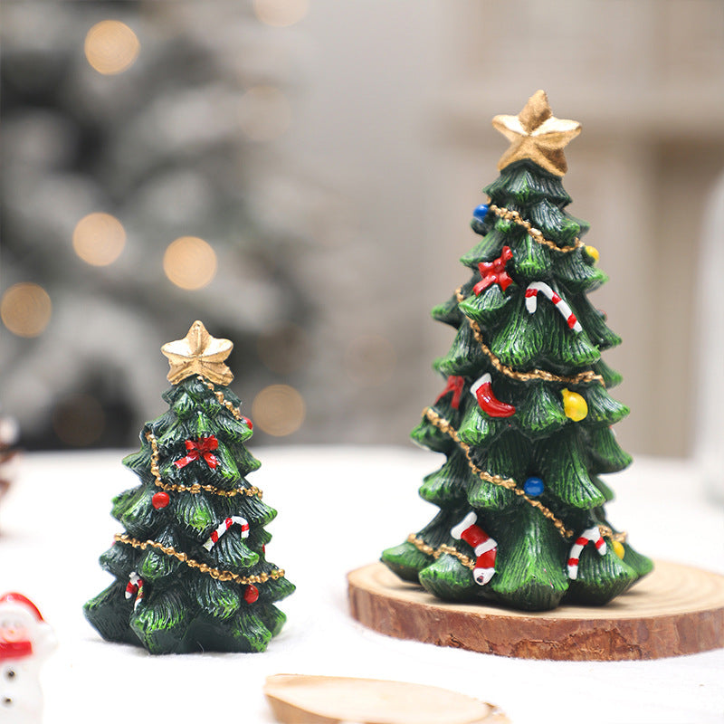 2025 Cross-border New Arrival! Ins European-style Mini Resin Christmas Tree - Full of Vibe for Desktop Party Decor