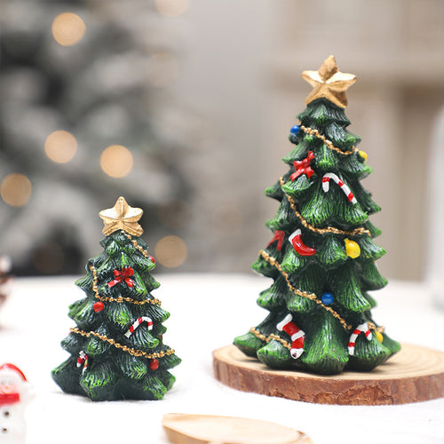 2025 Cross-border New Arrival! Ins European-style Mini Resin Christmas Tree - Full of Vibe for Desktop Party Decor