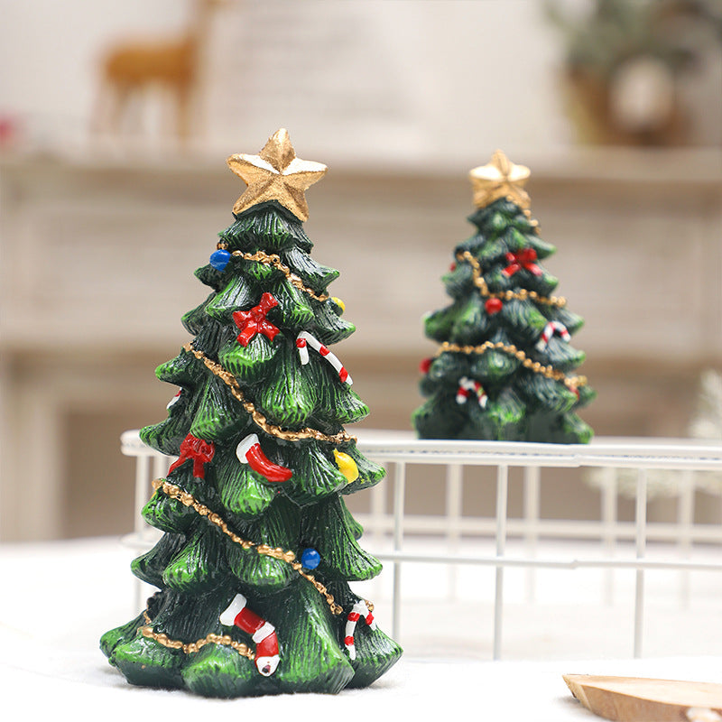 2025 Cross-border New Arrival! Ins European-style Mini Resin Christmas Tree - Full of Vibe for Desktop Party Decor