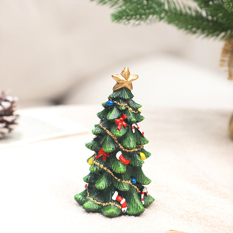 2025 Cross-border New Arrival! Ins European-style Mini Resin Christmas Tree - Full of Vibe for Desktop Party Decor