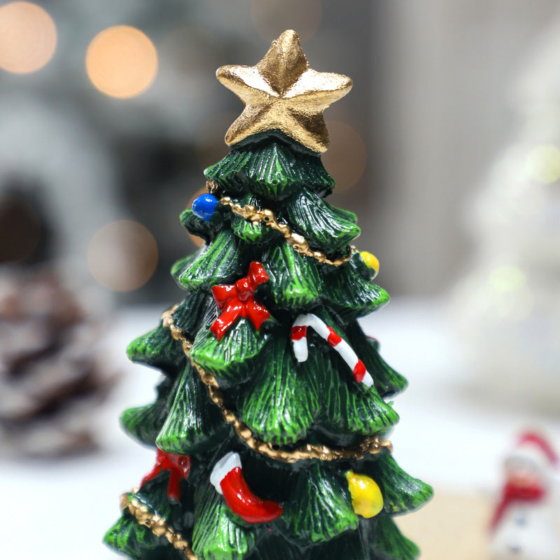 2025 Cross-border New Arrival! Ins European-style Mini Resin Christmas Tree - Full of Vibe for Desktop Party Decor
