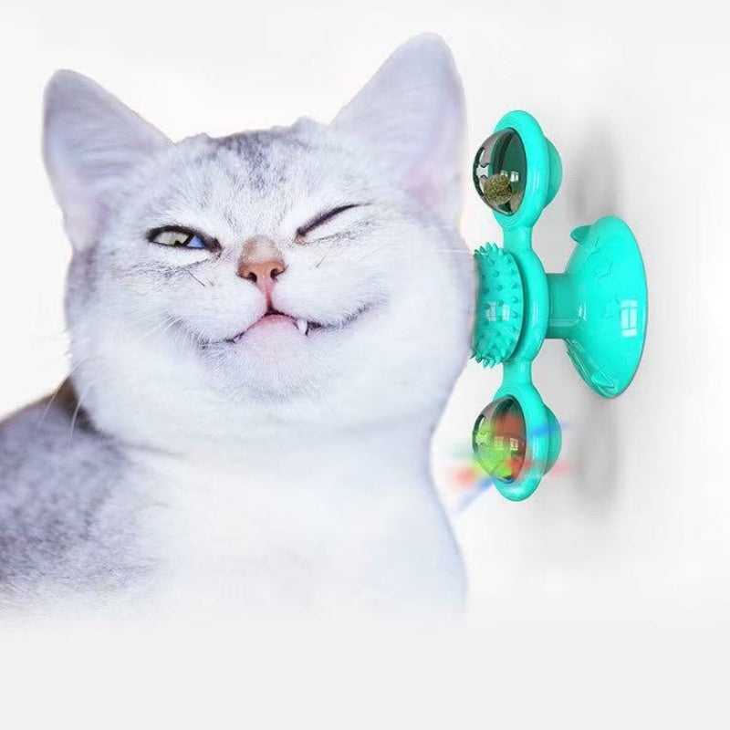 [DFC] Windmill Spin, Cat Toy Wheel, Cat Teasing, Scratching, Fur Rubbing Device, Cat Brush, Pet Supplies, Luminous Ball Turntable