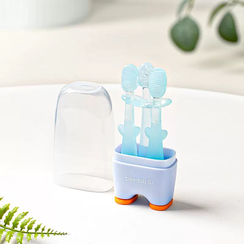[DFC]Baby Toothbrush For 0-2 year Old Babies - Tongue Coating Cleaner For Infants. Silicone For Infants. Baby Toothbrush With Soft Bristles For Gum Protection