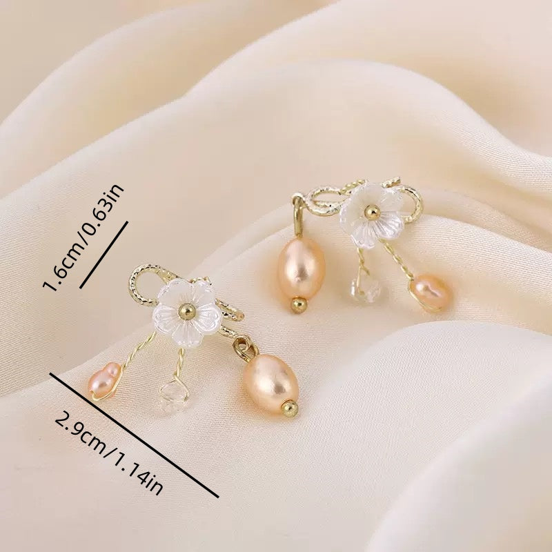 [DFC]Ancient-style Retro Lady Stud Earrings, Classical Hanfu Camellia Tassel Earrings, Chinese Trend Style, Super Ethereal Charm Earrings
