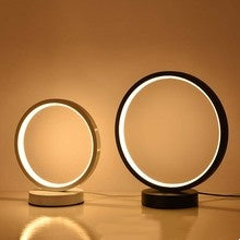 Simple And Retro Ins Plug-in LED Bedside Lamp, Night Light, Bedroom Desktop Lamp, Circle Table Lamp, Three-color Adjustable Light Table Lamp，Weight 450g