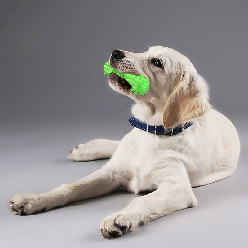 [DFC] Squeaky Dog Chew Toy Teeth Cleaning Ridged Design Treat Dispenser Indestructible Dental Health for Aggressive Chewers