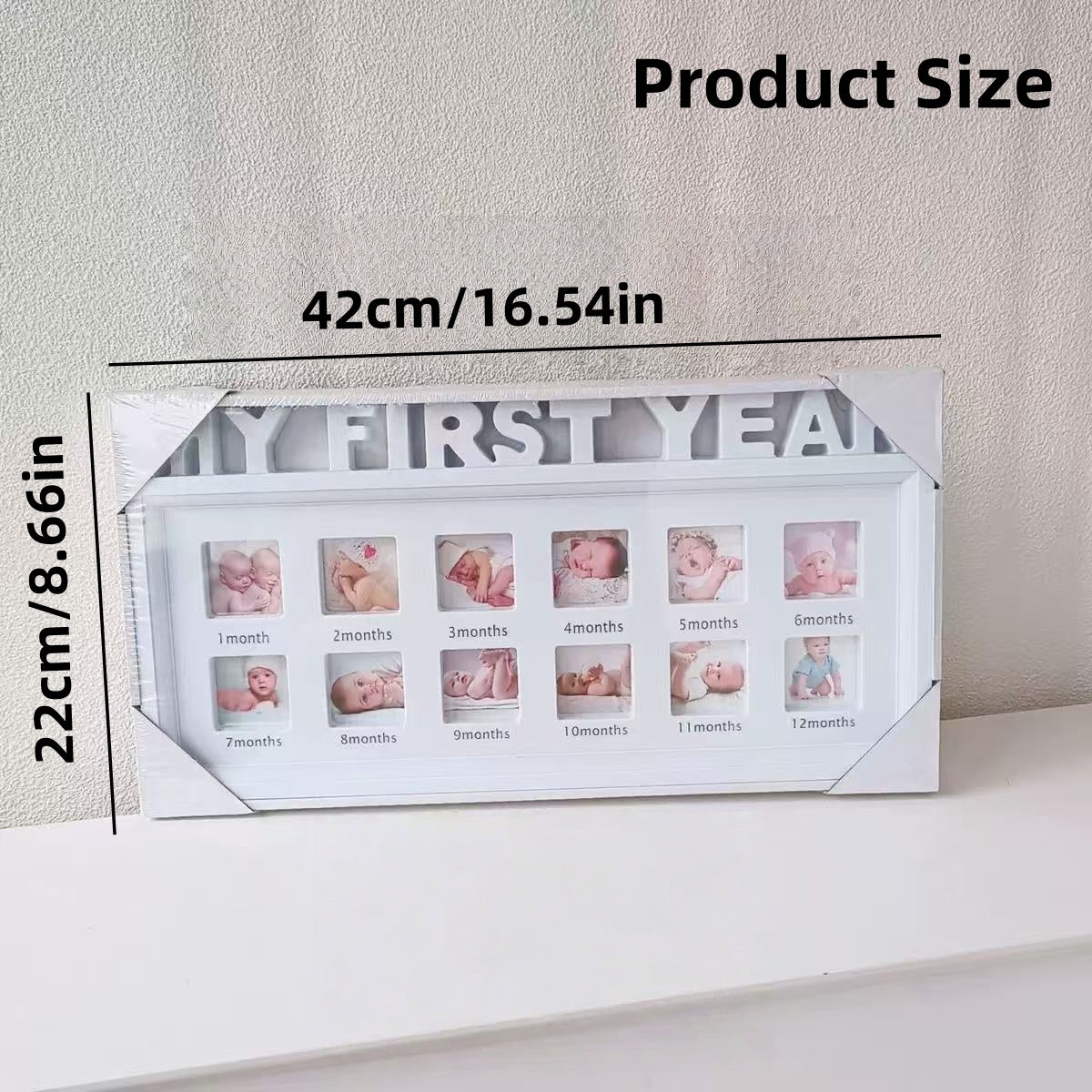 [DFC] Baby And Children's Growth ID Photo Commemorative Photo Frame, Wall-mounted Display Photo Frame, Plastic Letter First Birthday Photo Frame, Crown Design