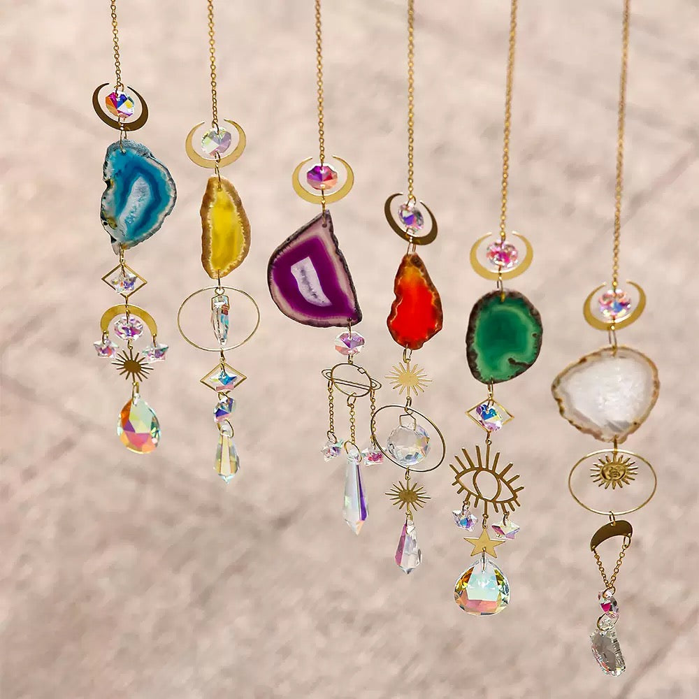 [DFC]Crystal Sun Catcher Window Car Pendant, Natural Stone Crystal Wind Chime, Interior Decoration Pendant