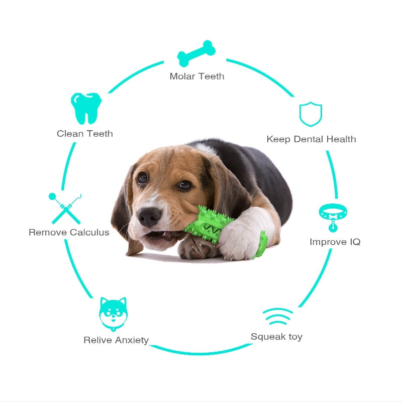 [DFC] Squeaky Dog Chew Toy Teeth Cleaning Ridged Design Treat Dispenser Indestructible Dental Health for Aggressive Chewers