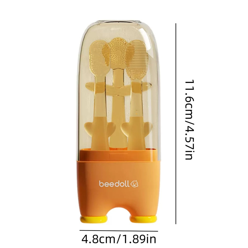 [DFC]Baby Toothbrush For 0-2 year Old Babies - Tongue Coating Cleaner For Infants. Silicone For Infants. Baby Toothbrush With Soft Bristles For Gum Protection