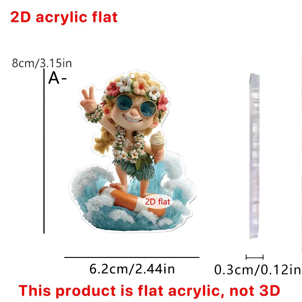 [DFC]3-pieces Set Of Summer Carnival Small Animal Pattern Bedroom Balcony Wall Stickers 2D Flat Acrylic Decorative Small Hanging Pieces