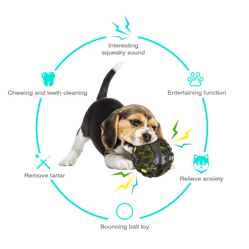 [DFC] Dog Interactive Puzzle Toy Squeaky Ball Chew Teether Pet Training Biting Chew Toy for Dogs