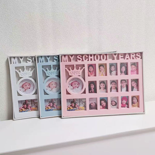 [DFC] Baby And Children's Growth ID Photo Commemorative Photo Frame, Wall-mounted Display Photo Frame, Plastic Letter First Birthday Photo Frame, Crown Design