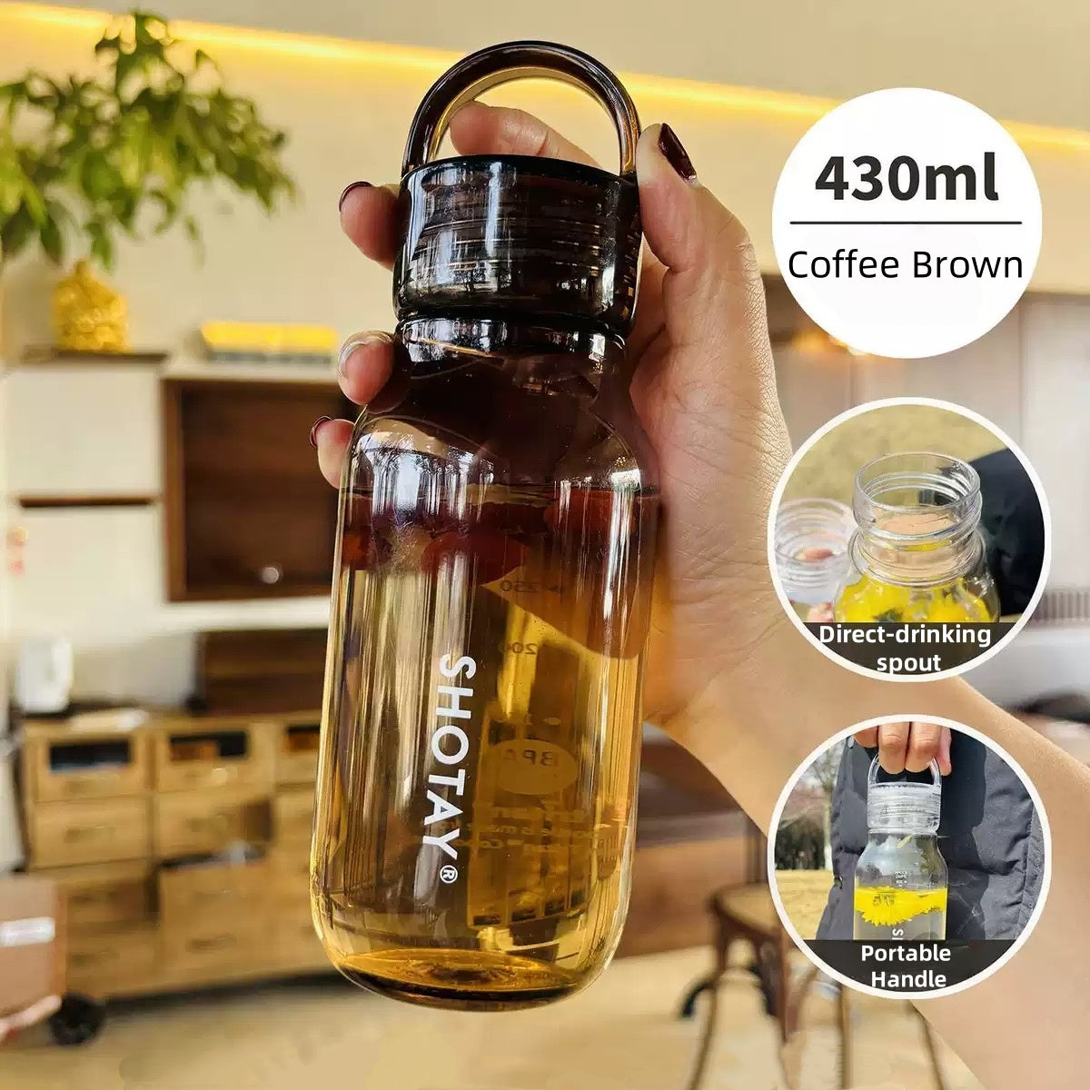 [DFC]Tritan Outdoor Creative Mug Sippy Cup On-the-Go Tumbler Premium Minimalist Design Fresh & Stylish Straight Drinking Bottle 430ml Capacity