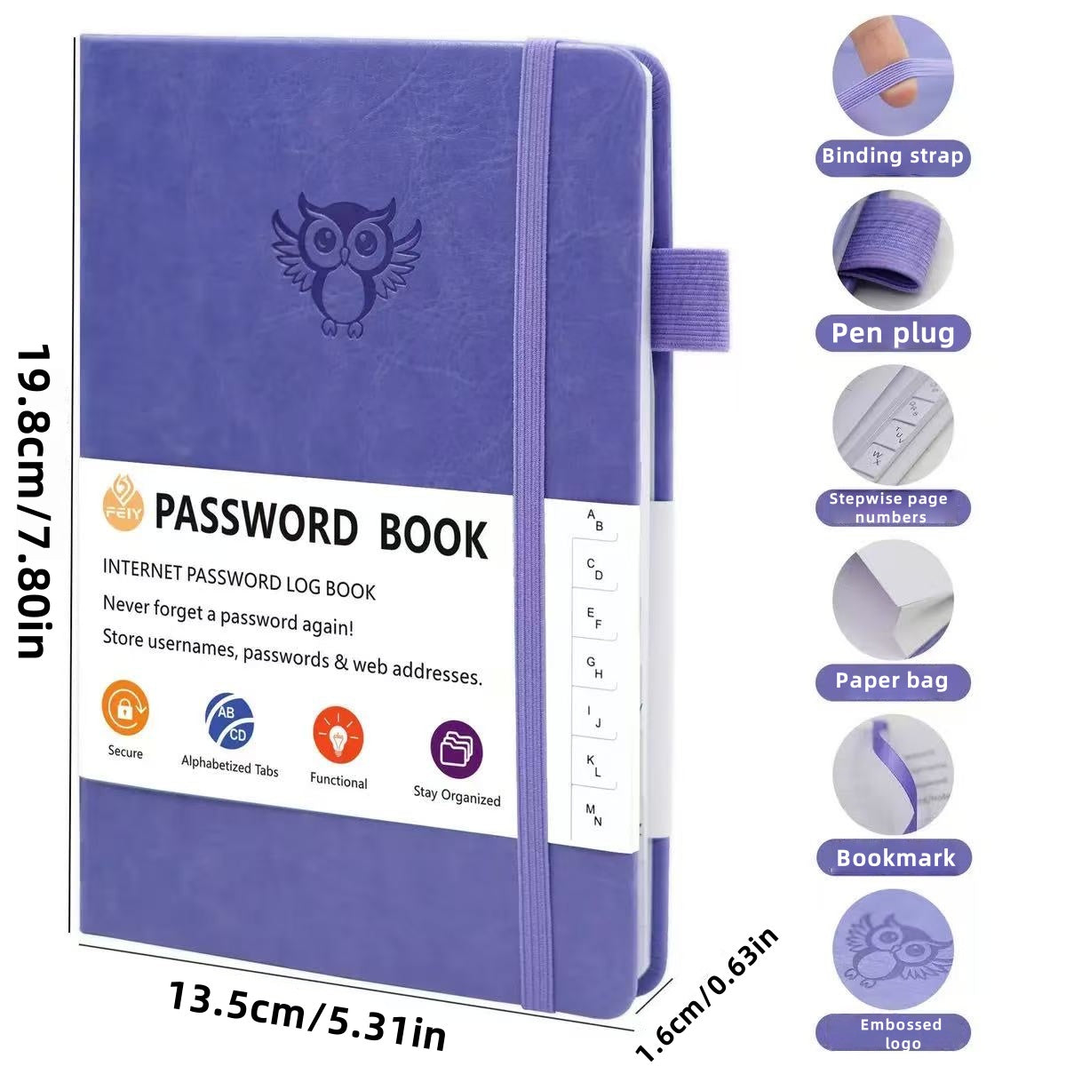 [DFC] Notebook, Owl English Password Book, 32k Simple Notebook, Website Address Book, Phone Book