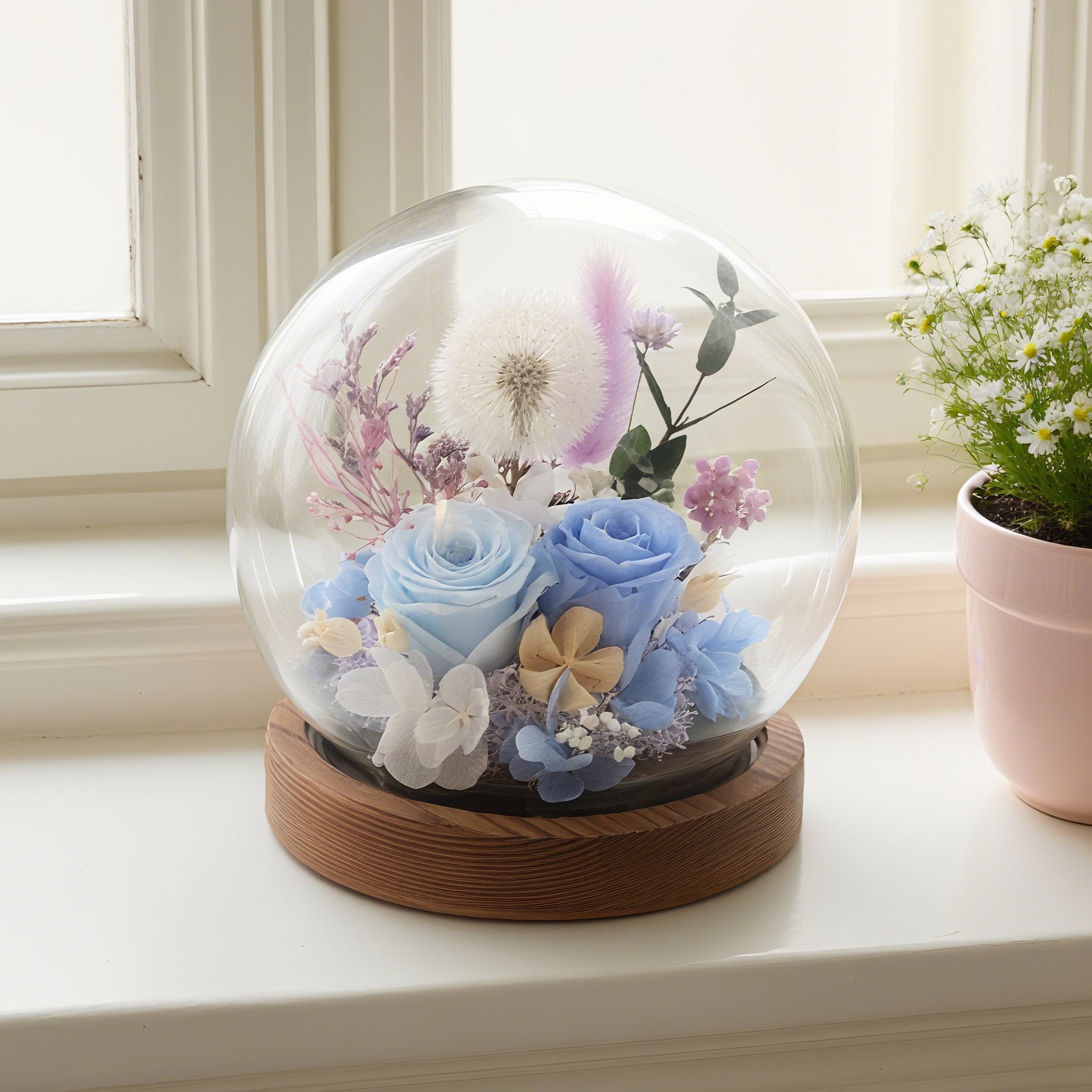 Crystal Ball Glass Dome Preserved Rose Ornament - Qixi Valentine's Day Gift, Beautiful for Wholesale