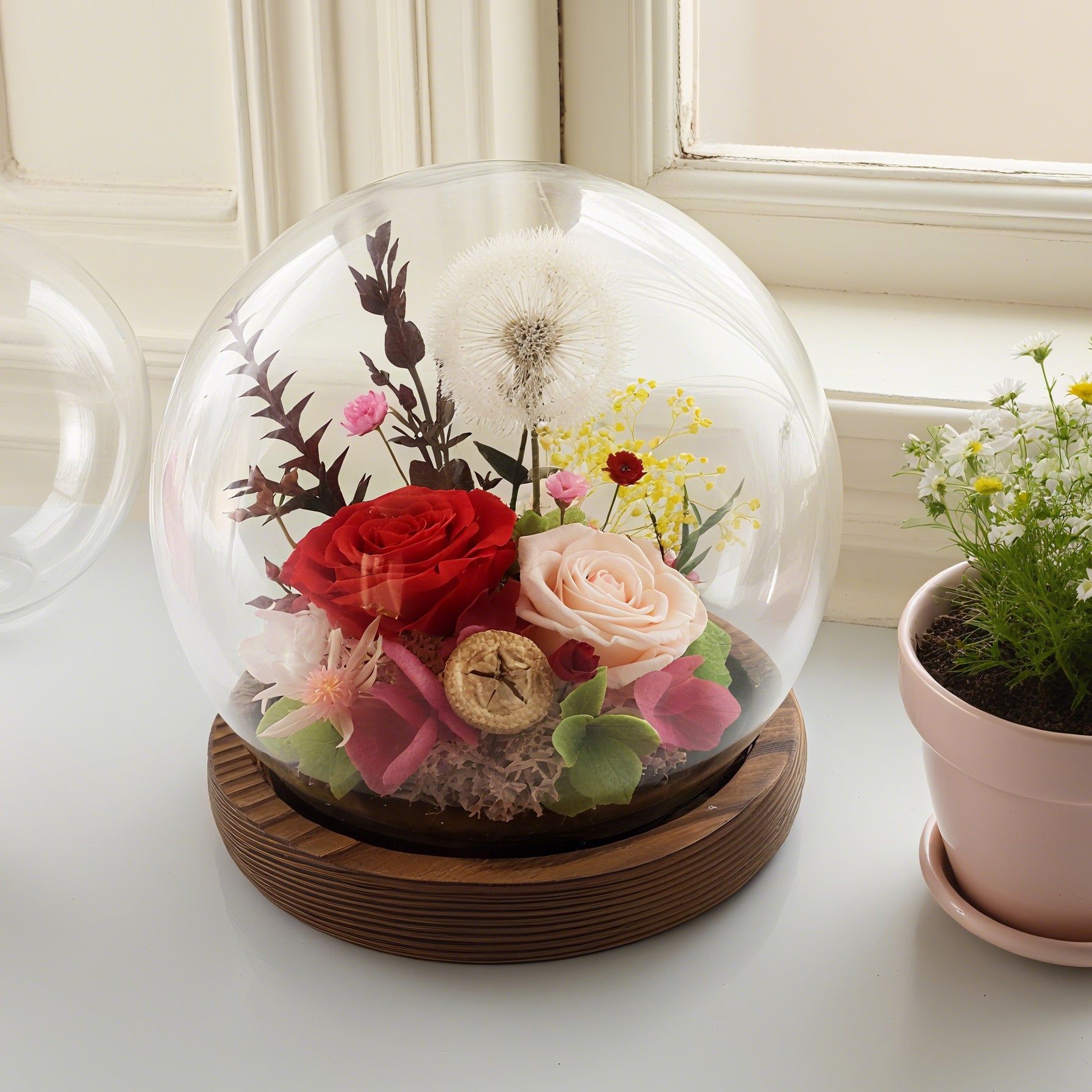 Crystal Ball Glass Dome Preserved Rose Ornament - Qixi Valentine's Day Gift, Beautiful for Wholesale