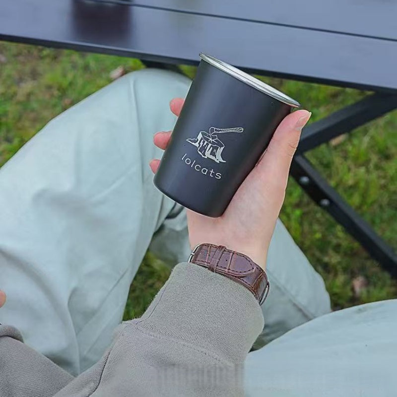 [DFC]Portable Camping Coffee Cup, Outdoor Ins Style 304 Stainless Steel Beer Mug, Picnic Barbecue Cold Drink Direct Drinking Water Cup