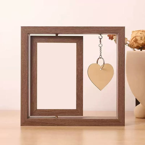 [DFC] Creative Double-sided Rotating 6-inch And 7-inch Wooden Photo Frame Display Stand, Couple Gift, Commemorative Wooden Photo Frame