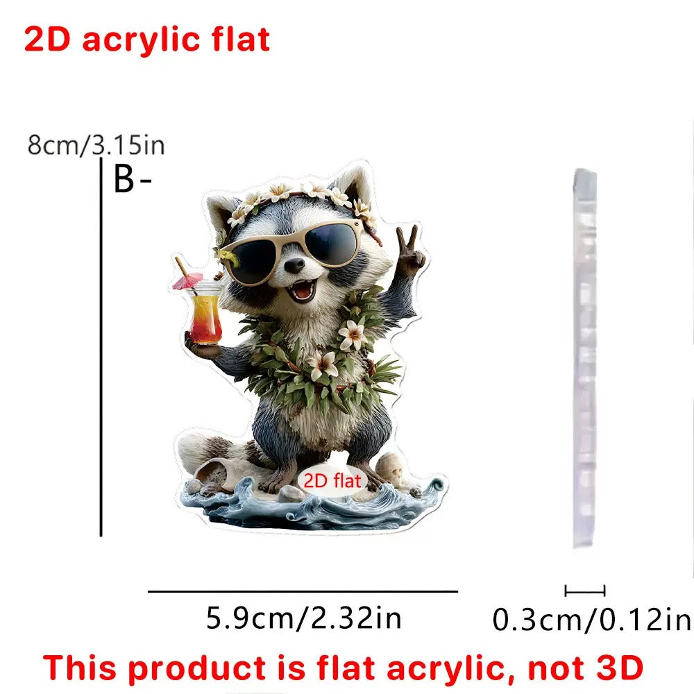 [DFC]3-pieces Set Of Summer Carnival Small Animal Pattern Bedroom Balcony Wall Stickers 2D Flat Acrylic Decorative Small Hanging Pieces