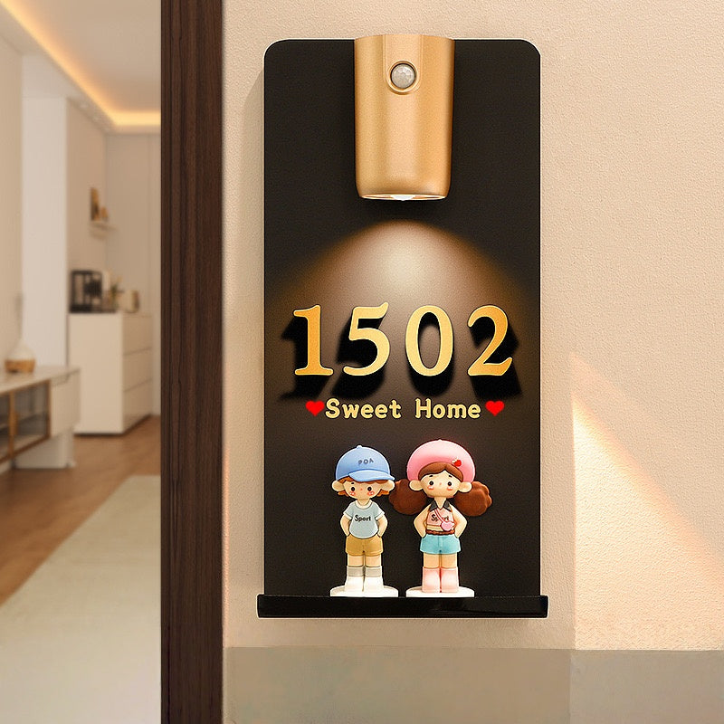 [DFC] Customize House Number Plate, Entrance House Number Plate, No Need For Drilling, Illuminated House Number Plate, New Home Moving Ceremony,  New Home Gift, Three-color Adjustable Magnetic Induction Lamp